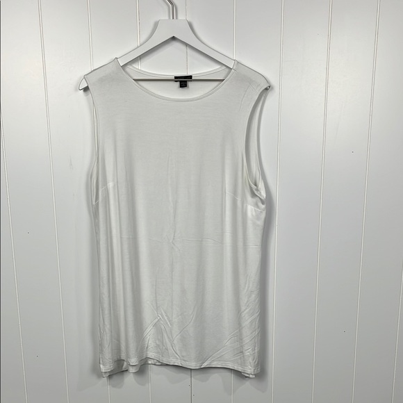 J. Jill Wearever Tunic/Tank 1X White Pullover Sleeveless Stretch 95% Rayon Basic - Picture 1 of 11